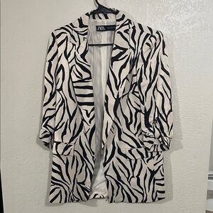 Zara Black and White Zebra Print Blazer